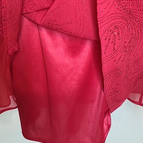 Another Thyme Red Glittery Blouse with Cowl Neckline,  Size 3X - Picture 7 of 10
